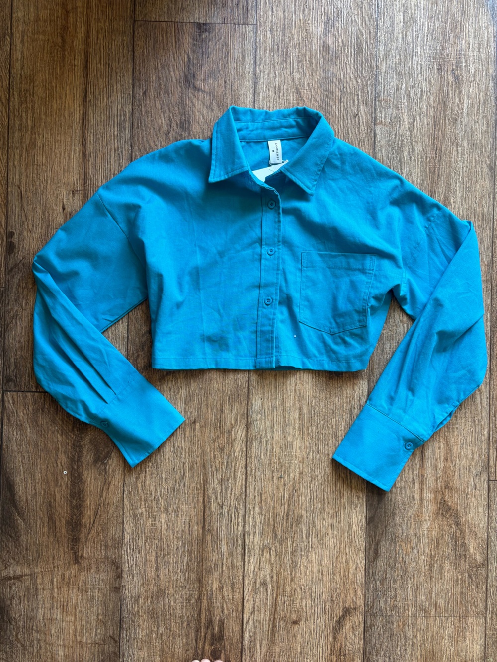 Commense Vibrant Teal Button-Front Shirt